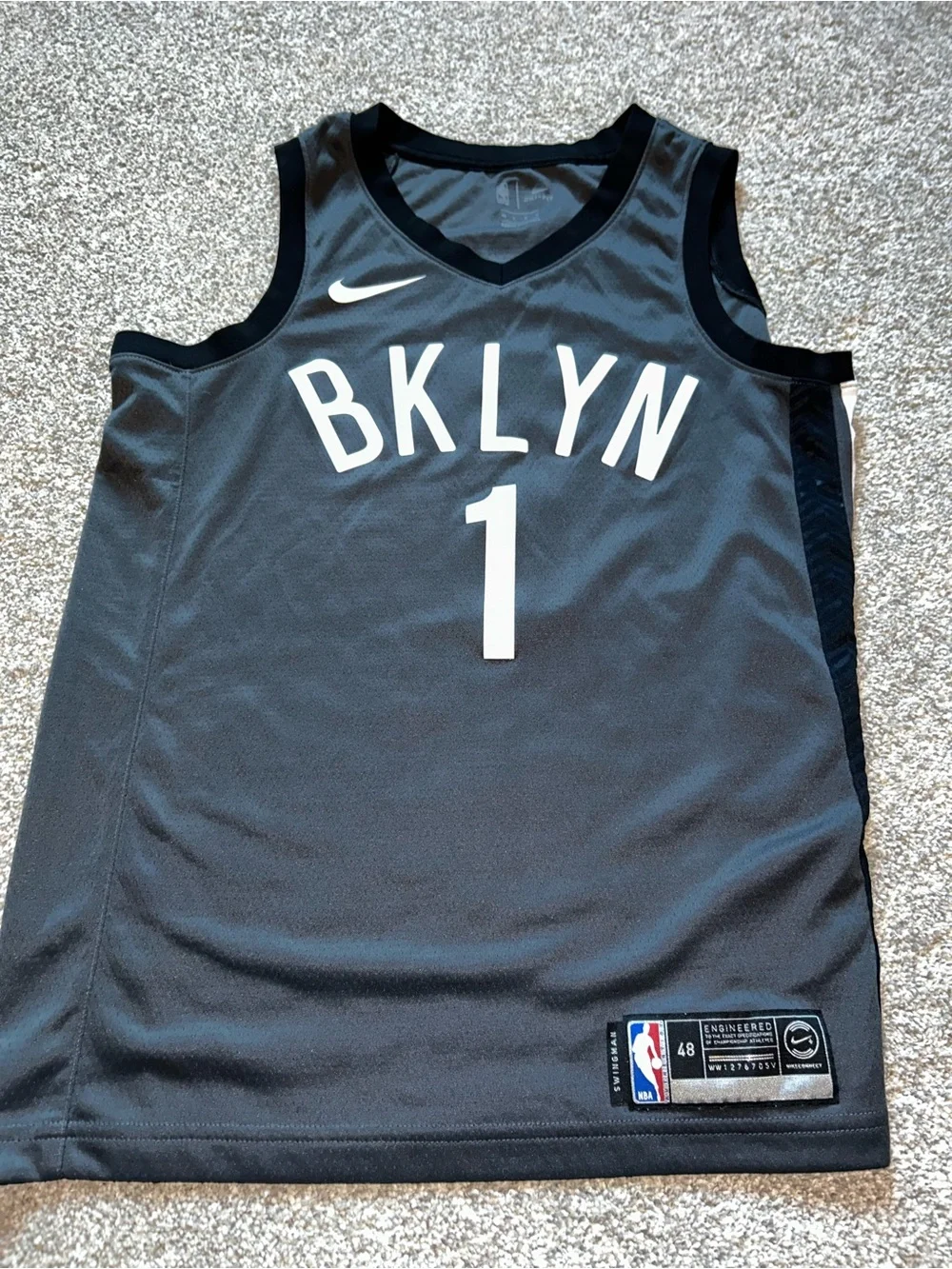 Nike BKLYN #1 Russell Black Basketball Jersey
